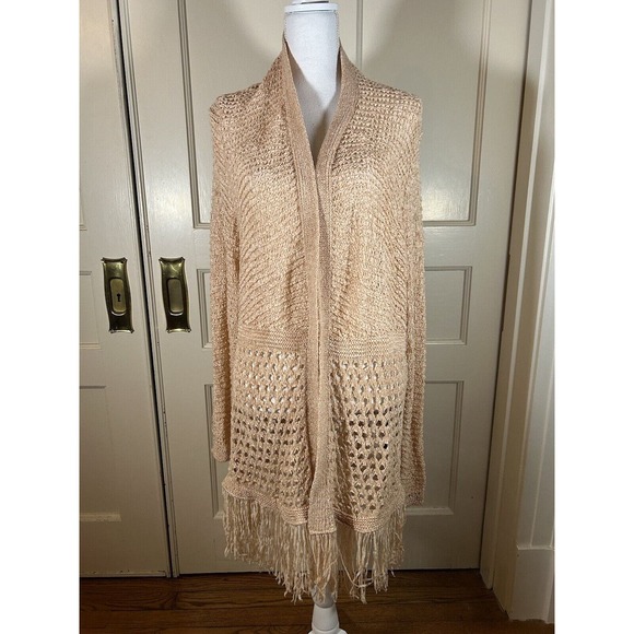 Chicos Women’s Travelers Collection Fringe Cardigan Size Large - Picture 3 of 16